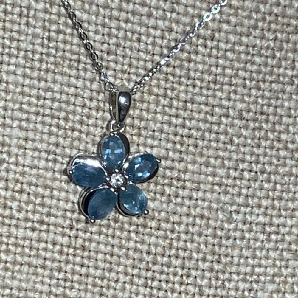 SAPPHIRE 925 STERLING SILVER NECKLACE, 18 INCHES